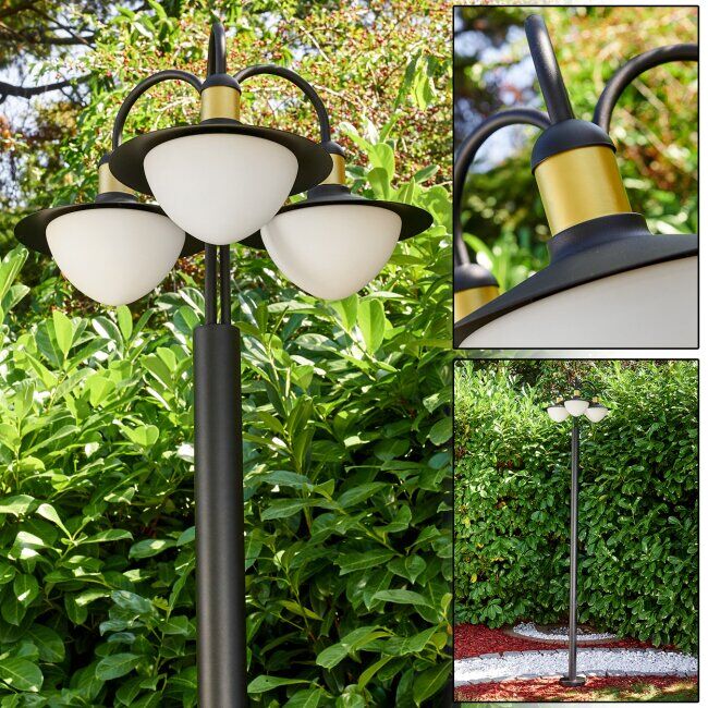 hofstein THEUX outdoor floor lamp black, gold, 3-light sources - modern - outdoors - Expected delivery time: 10-14 working days