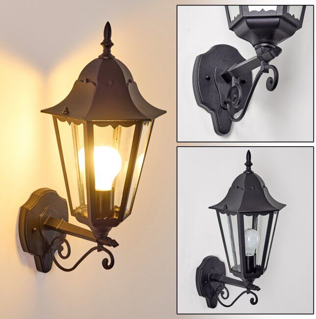 hofstein Hongkong outdoor wall light black, 1-light source - antique, cottage - outdoors - Expected delivery time: 6-10 working days