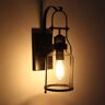 Homary Industrial Loft Rust Metal Lantern Single Wall Sconce with Clear Glass