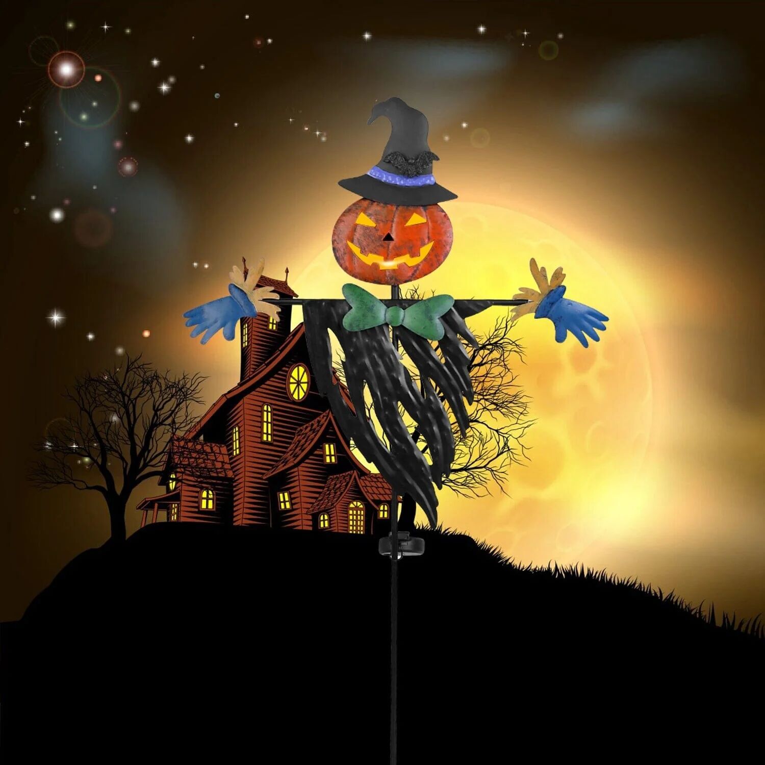 DailySale Solar Powered Scarecrow Shape Stake Light Halloween Decoration