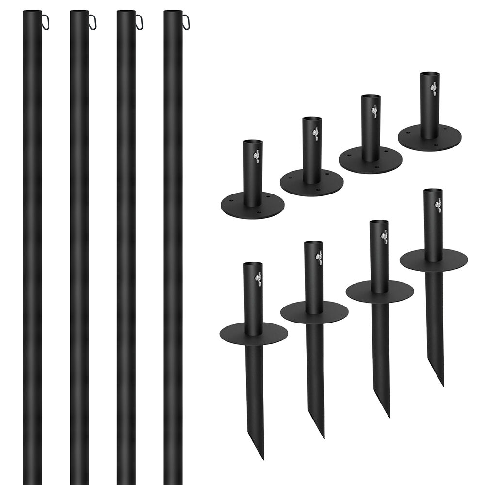 Excello Global Products Bistro String Light Poles, 4-Pack in Black