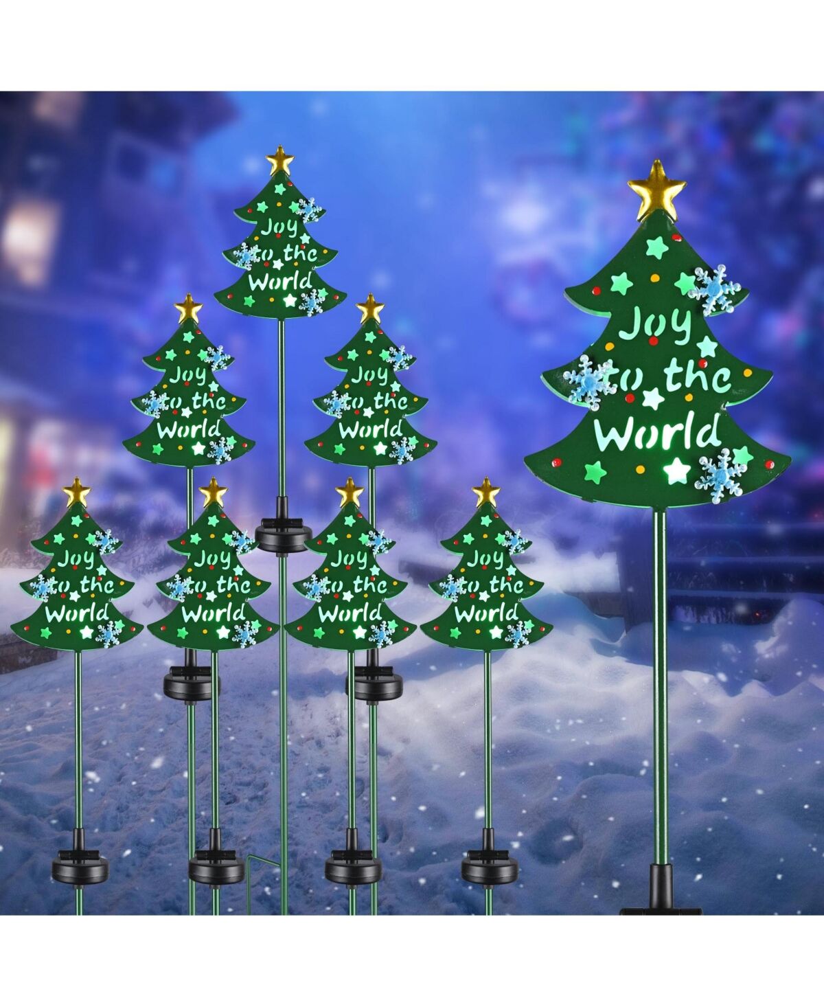 Yescom Solar Christmas Tree Stake Lights Solar Pathway Light for Garden Yard Lawn 8Pcs - Natural