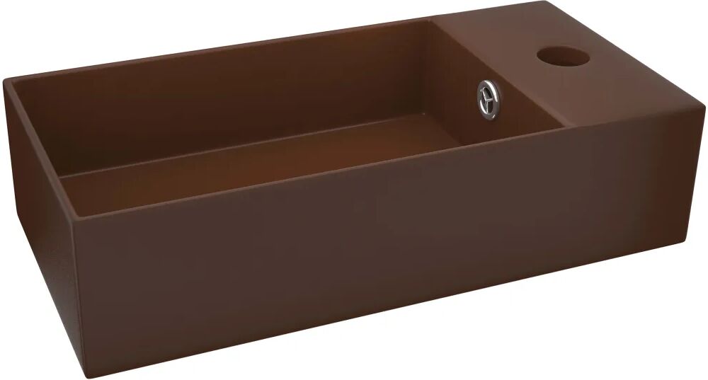 vidaXL Lavabo de salle de bain avec trop-plein Céramique Marron foncé