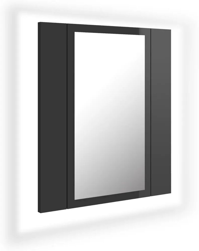 vidaXL Armoire à miroir de bain à LED Gris brillant 40x12x45 cm