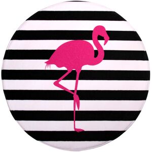 Sanilo Badematte »Flamingo«, Höhe 15 mm, schnell trocknend, Memory Schaum pink/schwarz  rund (Ø 80 cm)