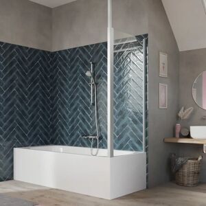 HÜPPE 501 Design pure Badewannenabtrennung Seitenwand über Eck im Sondermaß, Glas ohne Anti-Plaque