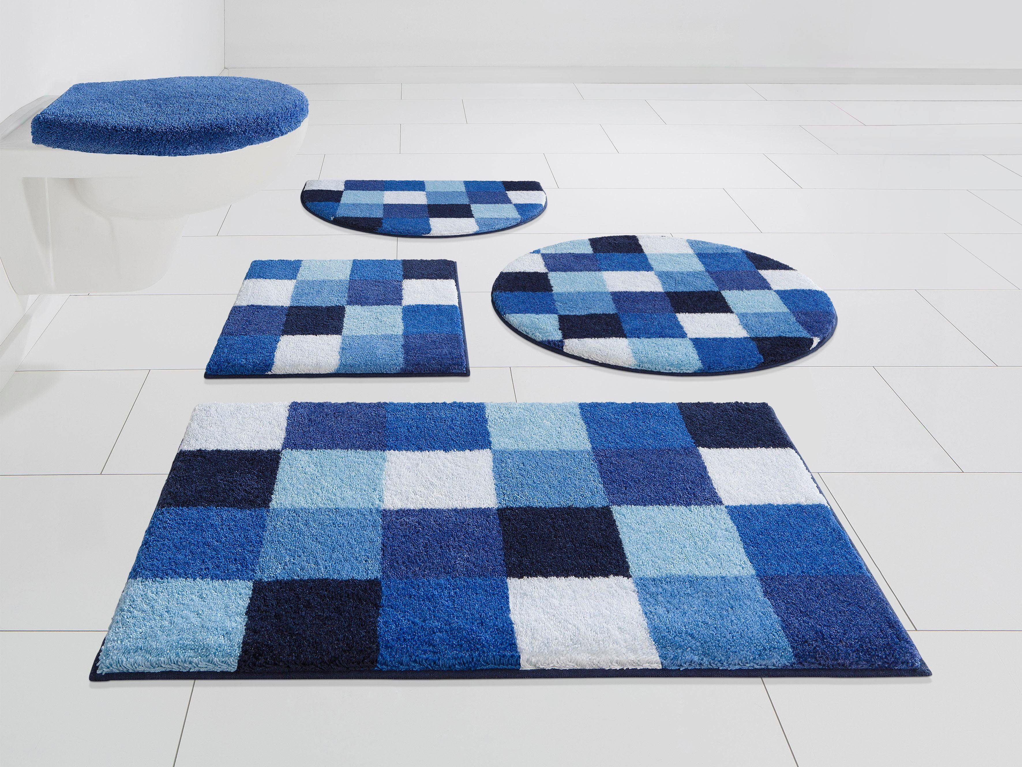 GRUND exklusiv Badematte »Mosaik«, Höhe 20 mm, rutschhemmend beschichtet,... blau Größe 3-tlg. Hänge-WC Set
