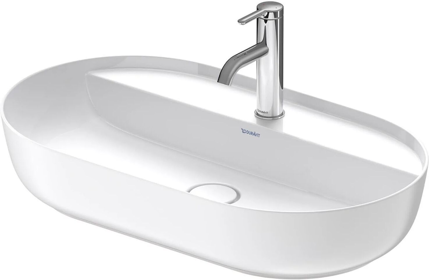 Duravit Luv Aufsatzbecken mit Hahnlochbank 70 x 40 cm  B: 70 T: 40 H: 14 cm mit Hahnlochbank und 1 Hahnloch 0380702600