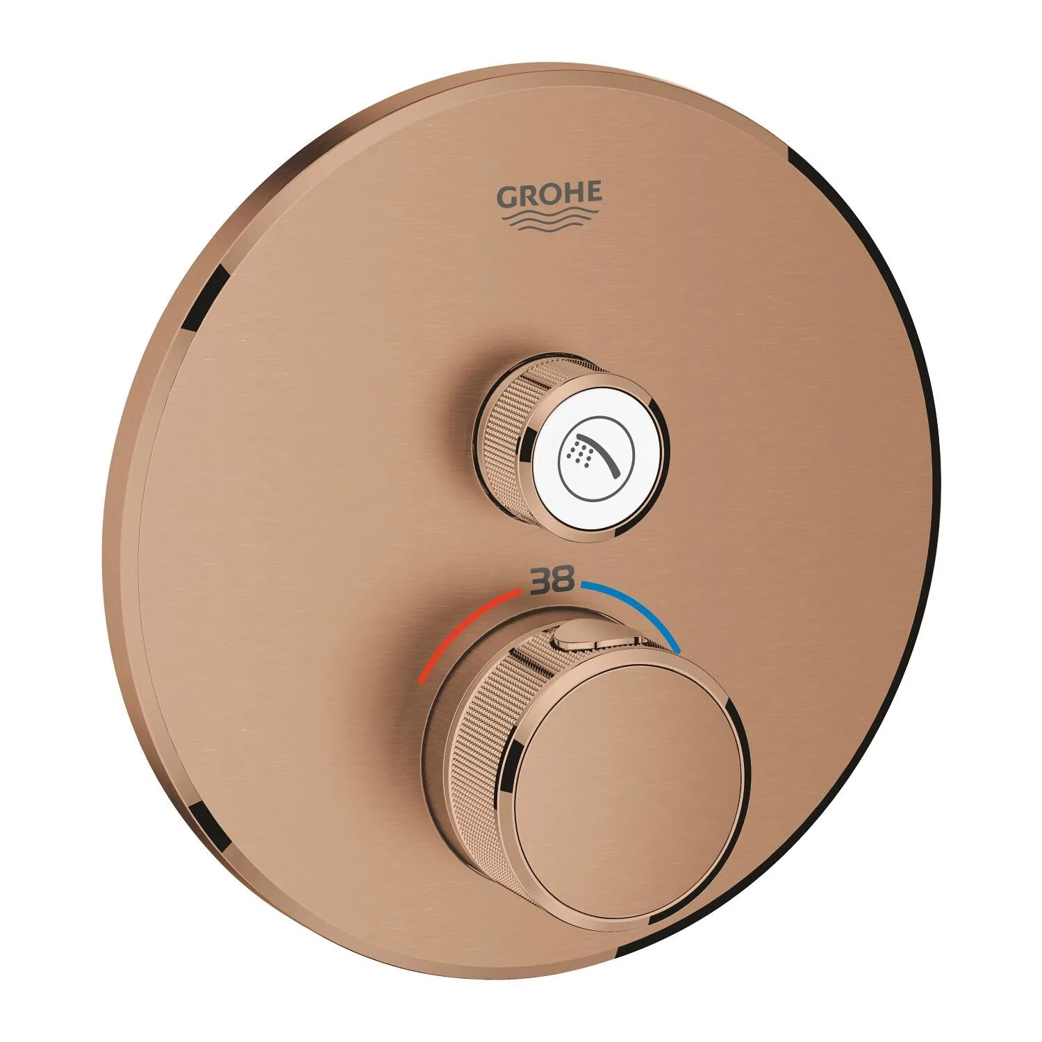 Grohe Grohtherm SmartControl Thermostat Fertigmontageset mit einem Absperrventil, runde Ausführung Grohtherm SmartControl Ø 15,8 cm