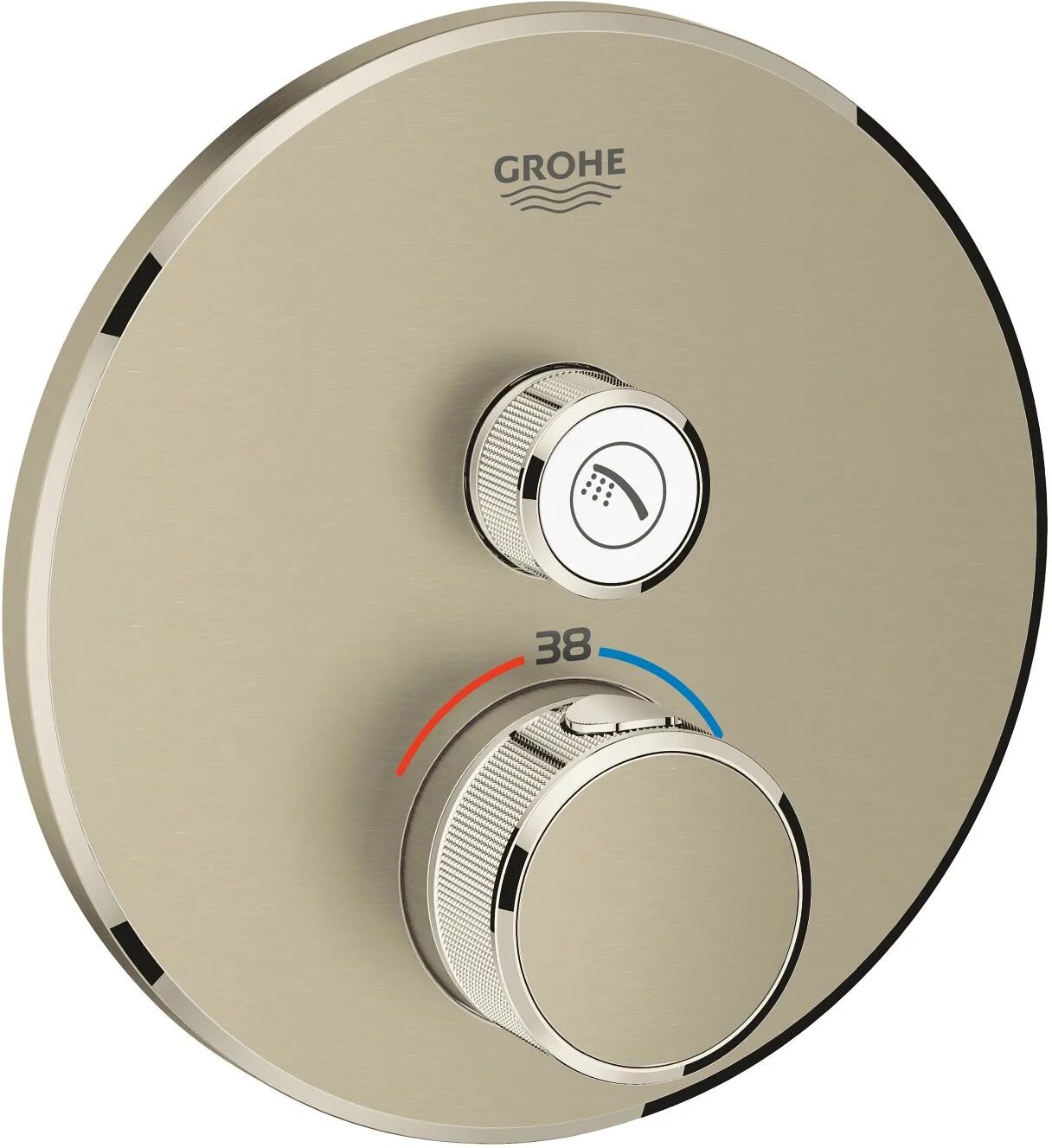 Grohe Grohtherm SmartControl Thermostat Fertigmontageset mit einem Absperrventil, runde Ausführung Grohtherm SmartControl Ø 15,8 cm