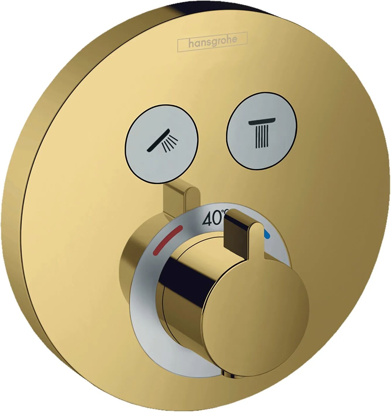 Hansgrohe ShowerSelect S Thermostat Unterputz für 2 Verbraucher ShowerSelect S Ø 15 cm polished gold optic 15743990