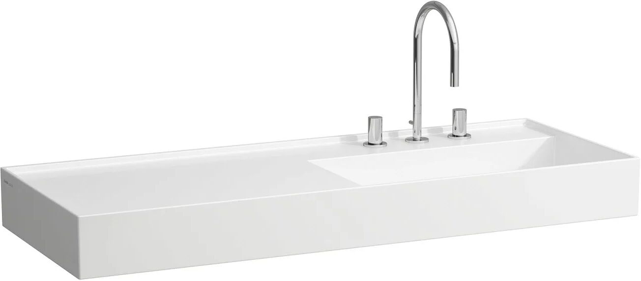 LAUFEN Kartell Waschtisch 120 x 46 cm mit 1 Hahnloch und Ablage links   grau matt H8133337591111