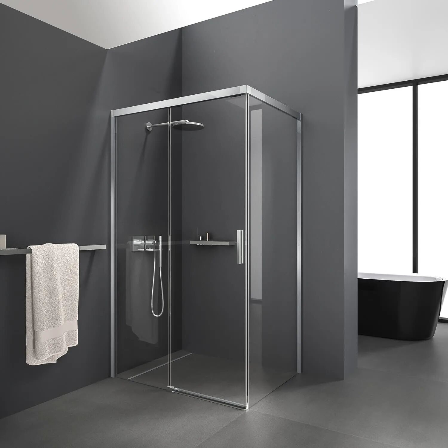 Koralle SL510 Trennwand Typ WBOM R, 90 x 200 cm, Schenkel rechts SL510 B: 90 H: 200 cm silber poliert G306109320DA1