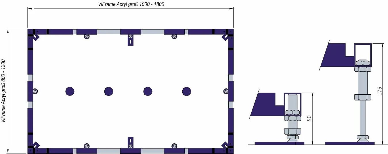 Villeroy & Boch ViFrame für größere Duschwannen aus Keramik- oder Acryl ab 100 x 100 cm für Duschwannen ab 100 x 100 cm   U91412200