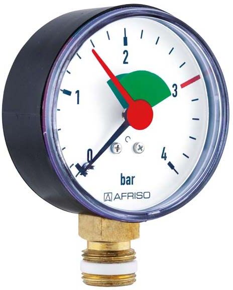 Afriso Manometer 0-4 bar, senkrecht 63910 Gehäuse 63mm Durchmesser, 3/8" Anschluss