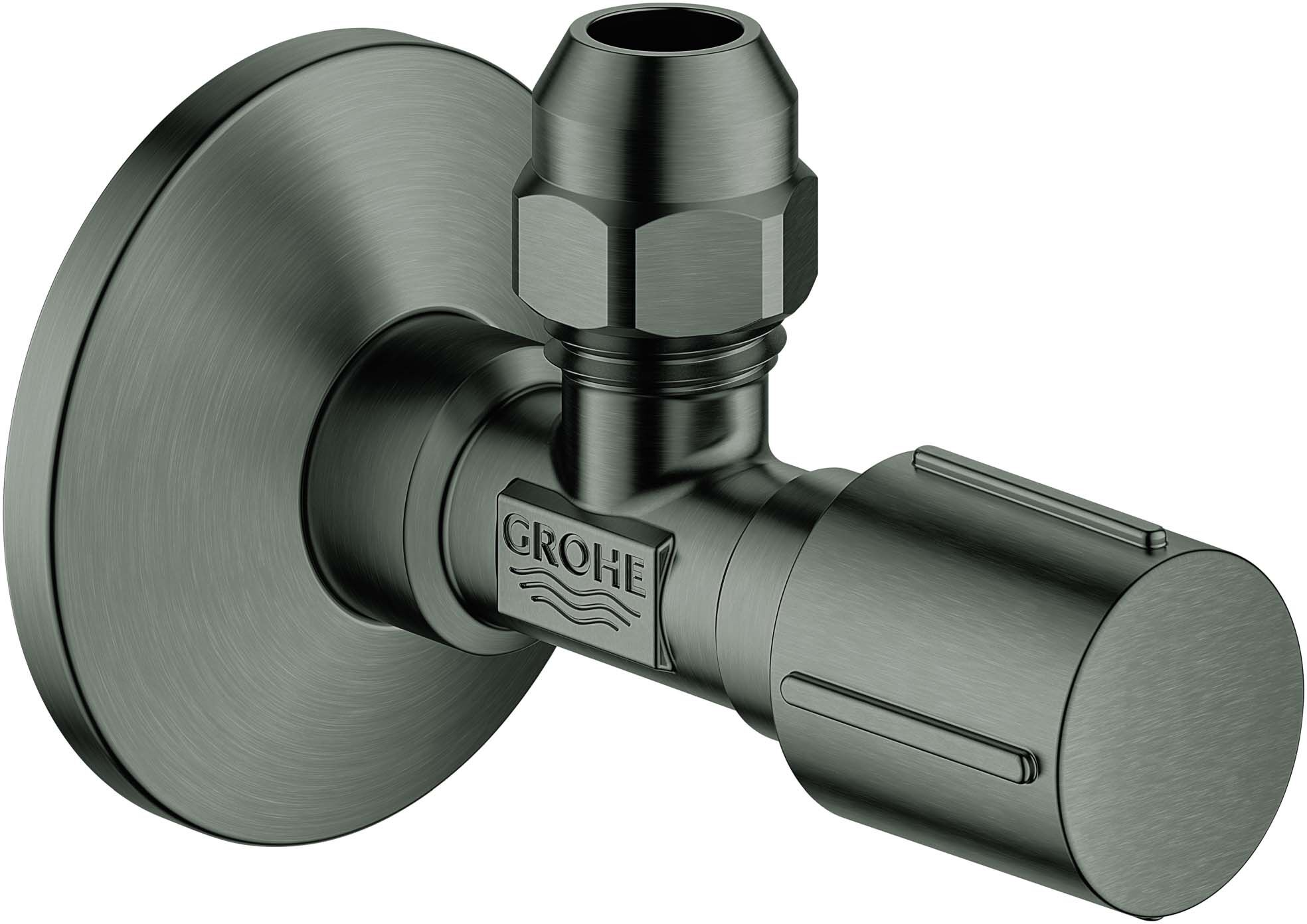 Grohe Eckventil 22037AL0 1/2" x 3/8", Metallgriff, Rosette, Quetschverschraubung 1 cm, hard graphite gebürstet