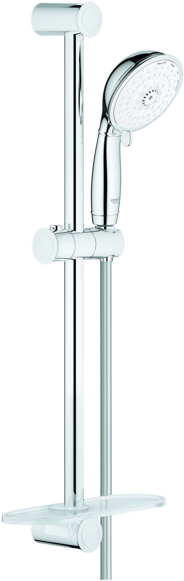 Grohe Tempesta Brausegarnitur 26086001 chrom, Brausestange 60 cm, 4 Strahlarten, ohne Durchflussbegrenzer