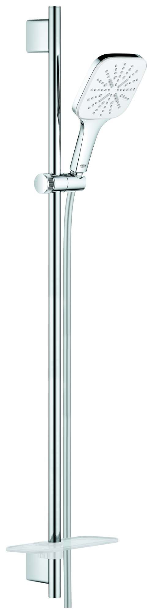 Grohe Rainshower Brausegarnitur 26587LS0 moon white, Brausestange 900mm, 3 Strahlarten, Durchflussbegrenzer 9,5 l/min