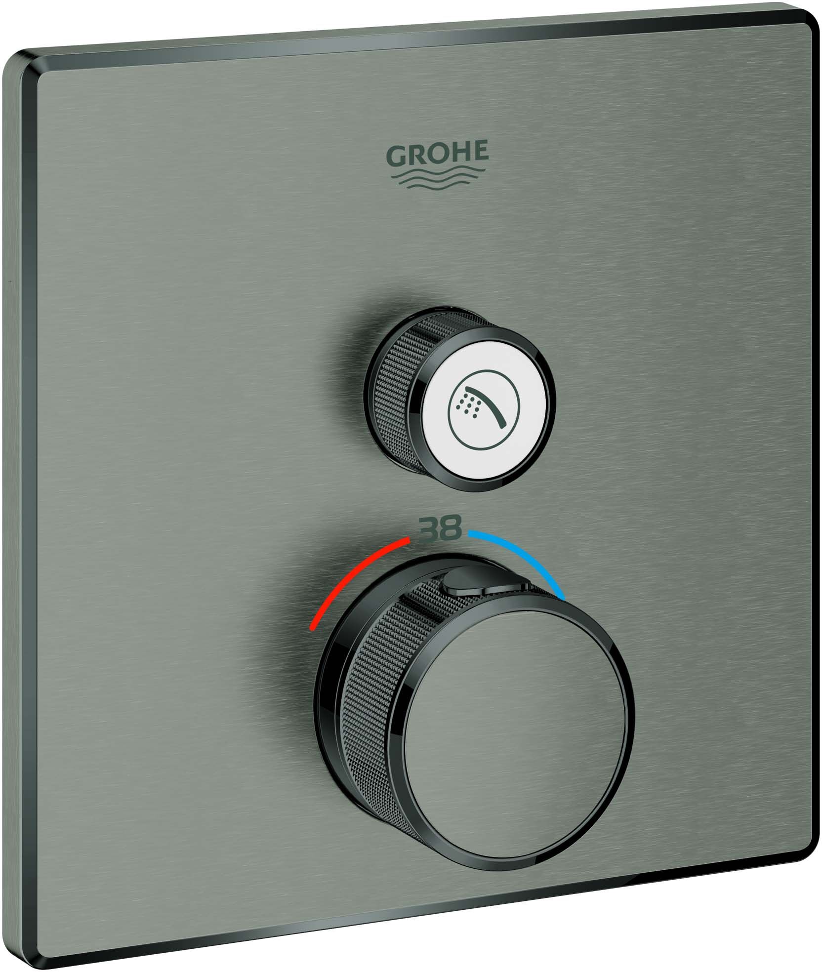 Grohe Grohtherm Smartcontrol Fertigmontageset 29123AL0 hard graphite gebürstet, eckig, UP-Thermostat, 1 Absperrventil