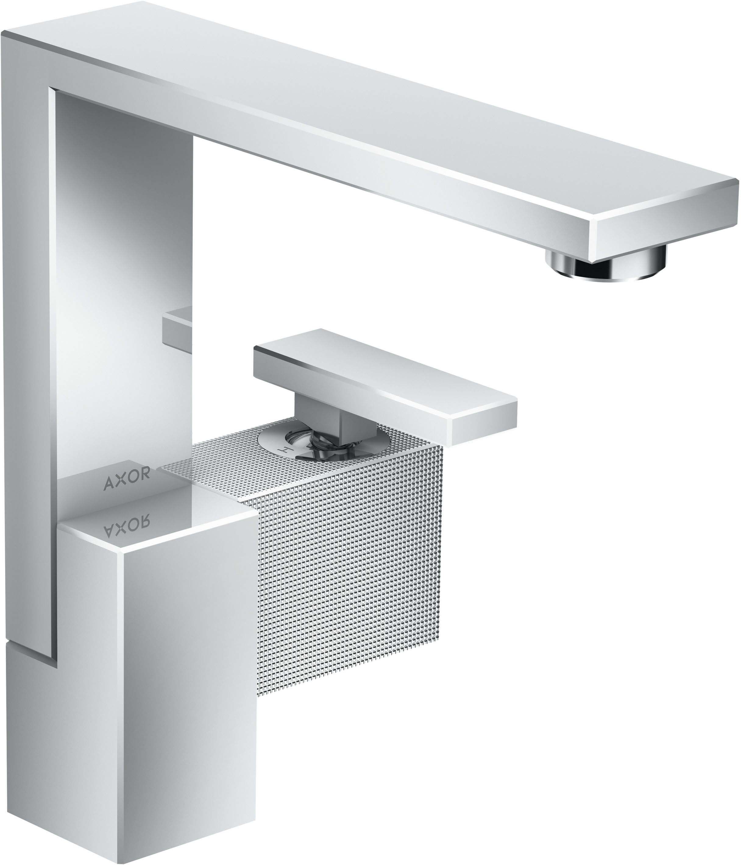 Hansgrohe Axor Edge Waschtischarmatur 46021000 chrom, Diamantschliff, mit Push-Open Ablaufgarnitur, Ausladung 175mm