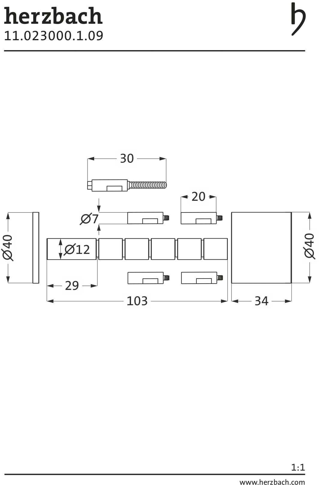 Herzbach UP-Verlängerung 11.023000.1.09 für Universal-Thermostat-Modul, 40mm