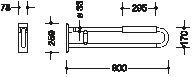 Hewi 801 Stützklappgriff 801.50.13199 900 mm, reinweiß, drehbar, mit Armpolster