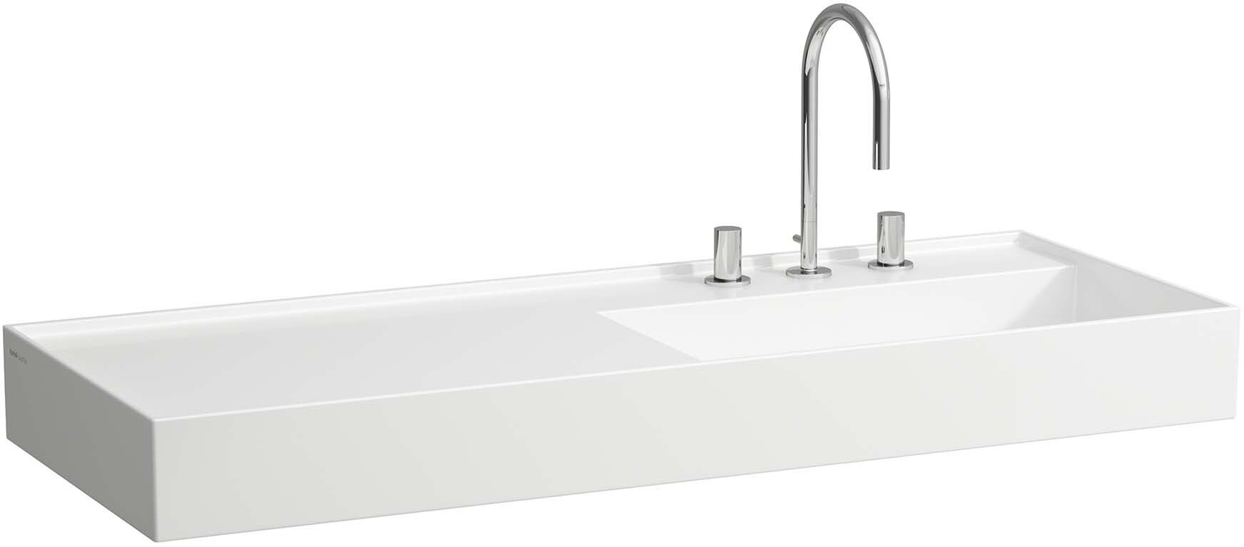 LAUFEN Kartell Waschtisch H8133334001581 120x46cm, Ablage links, ohne Überlauf, 3 Hahnlöcher, weiß LCC