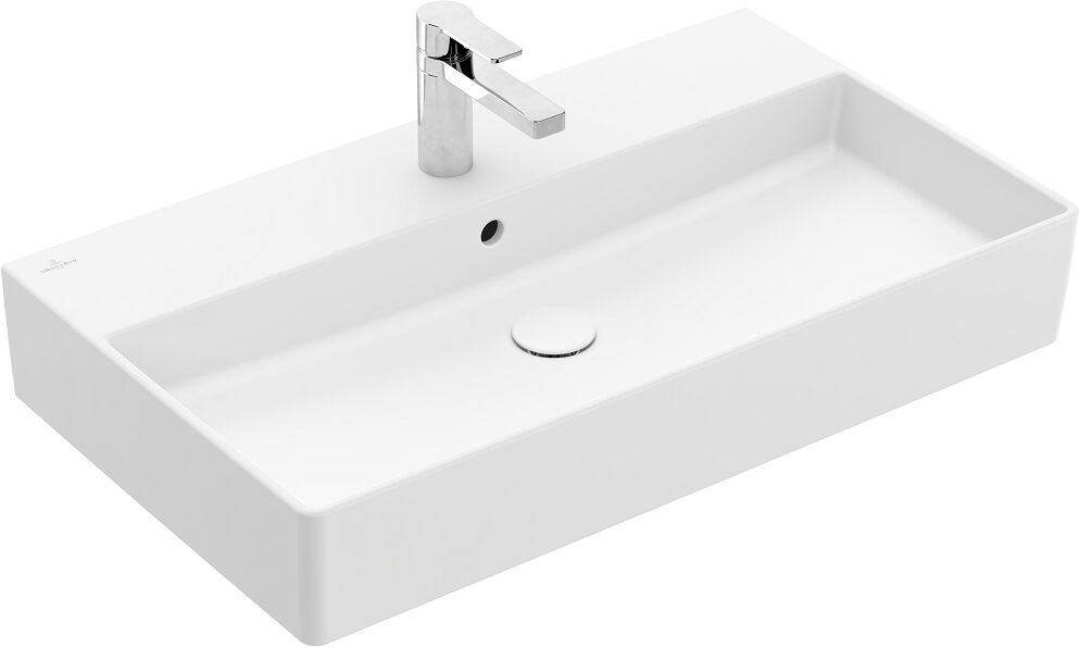 Villeroy und Boch Villeroy & Boch Memento 2.0 Waschtisch 4A228GRW 80 x 47 cm, Stone White C-plus, mit Hahnloch, mit Überlauf