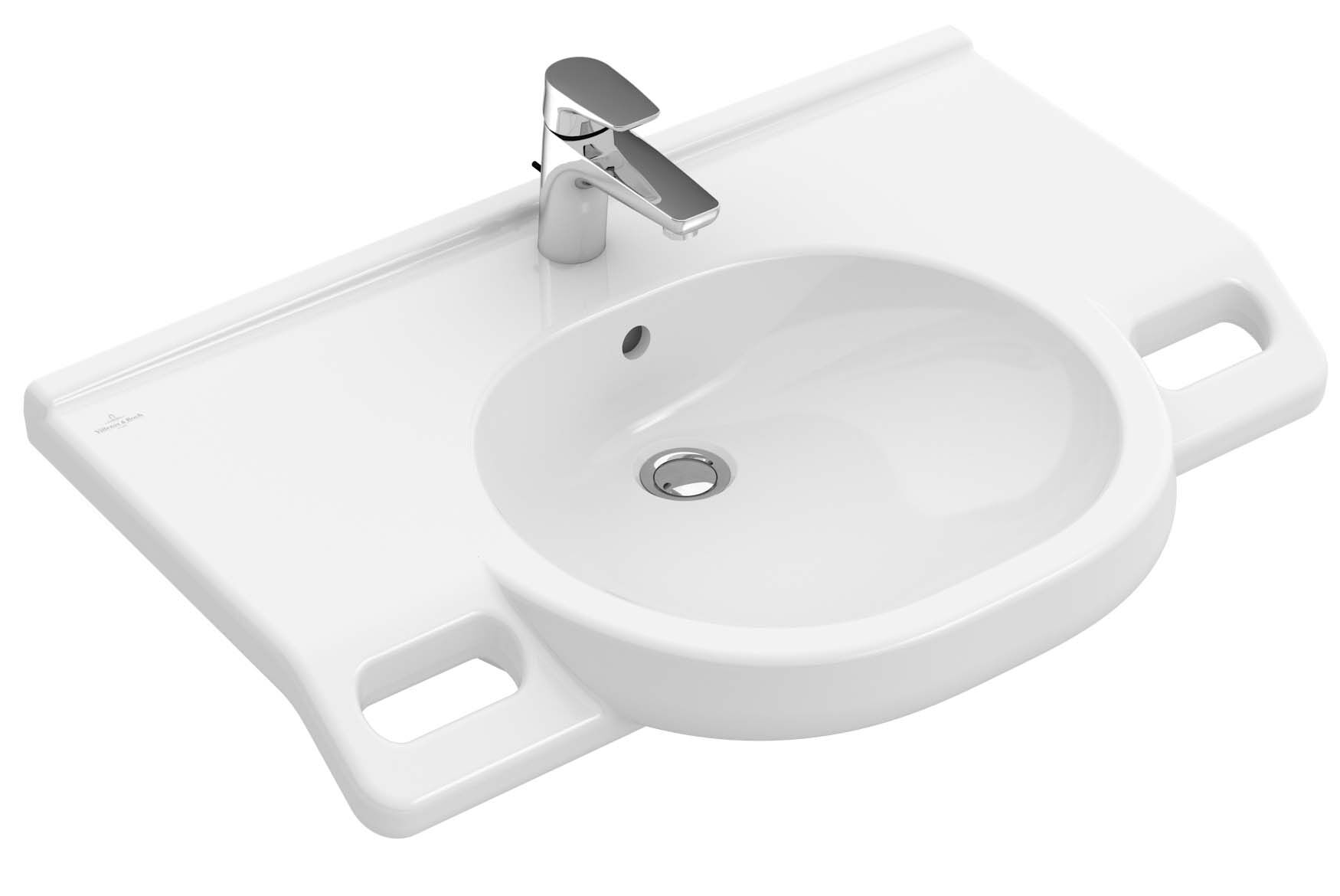 Villeroy und Boch Villeroy & Boch ViCare Waschtisch 412080T2 weiss AntiBac c-plus,80x55cm,Hahnloch und Überlauf