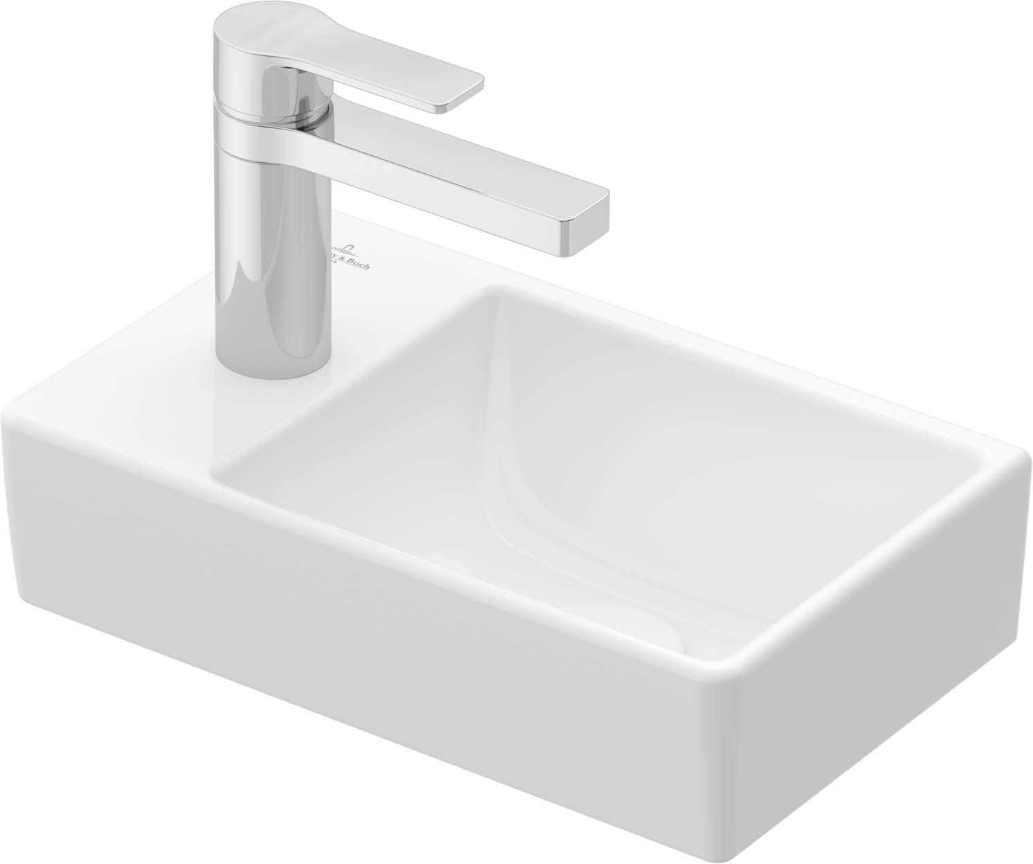 Villeroy und Boch Avento Handwaschbecken 43003R01 36 x 22 cm, 1 Hahnloch, ohne Überlauf, rechts, weiß