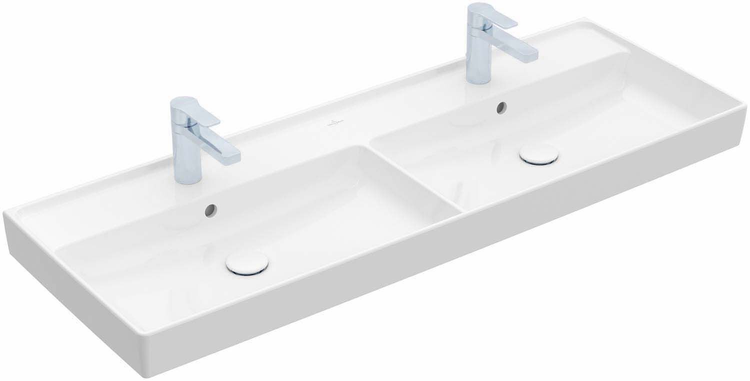 Villeroy und Boch Villeroy & Boch Collaro Doppelwaschtisch 4A34D4R1 weiss c-plus, mit Hahnloch und Überlauf, 130x47cm