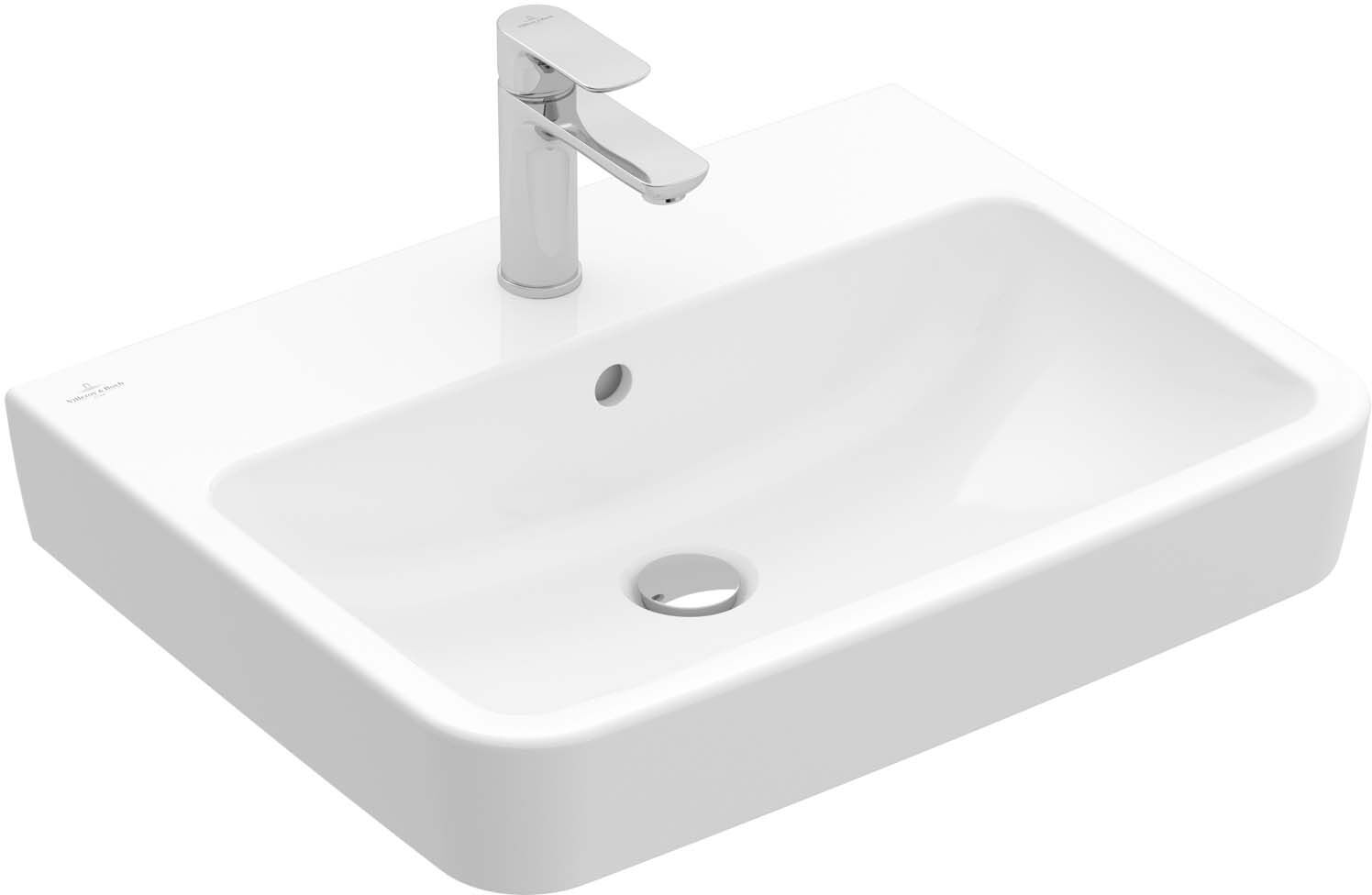 Villeroy und Boch O.novo Waschtisch 4A4167R1 65 x 46 cm, ohne Hahnloch, eckig, mit Überlauf, weiß C-plus