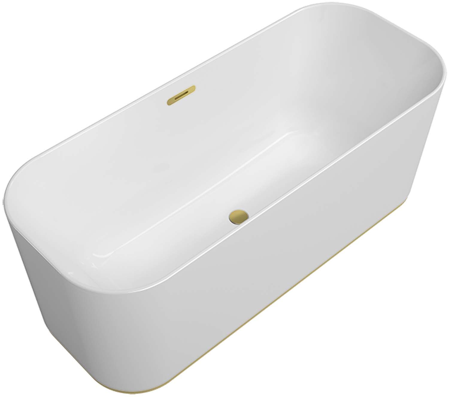 Villeroy und Boch Villeroy & Boch Finion freistehende Badewanne 177FIN7A300V101 170x70cm, Emotion, Design-Ring, weiß, gold