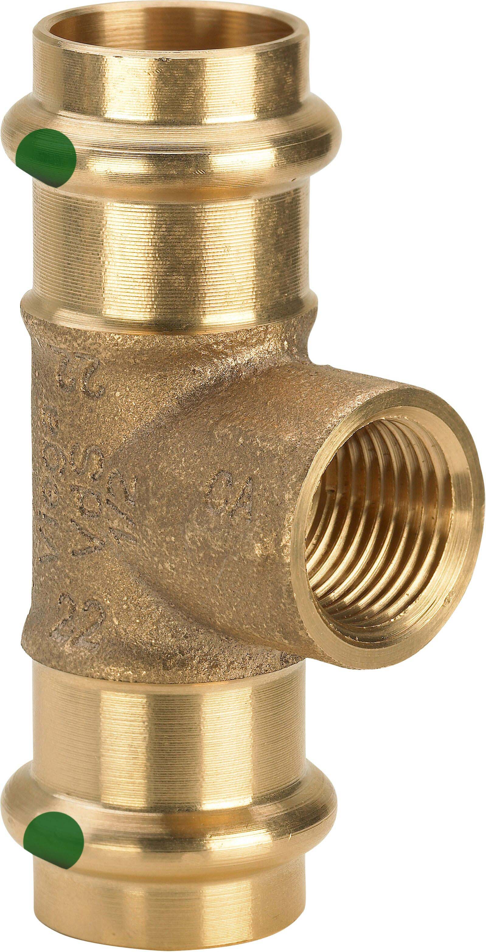 Viega T-Stück Sanpress 2217.2 54 x Rp 1/2 x 54 mm, Rotguss oder Siliziumbronze, SC-Contur