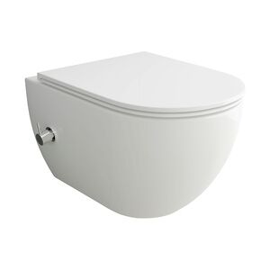 Alpenberger Dusch-WC mit Armatur   Spülrandlose Toilette Bidet Klo Taharet WC   Keramik Wand WC mit Nano SoftClose Sitz   passend GEBERIT Made in EU