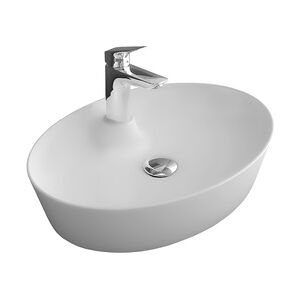 Alpenberger Aufsatzwaschbecken Oval   Keramik Waschschale mit Nano Lotuseffekt   Waschbecken mit Hahnloch   Keramikbecken für Modernes Bad & Gäste-WC