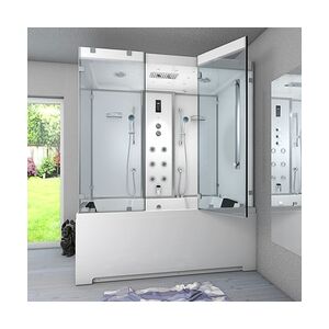 AcquaVapore Kombination Badewanne Dusche K80-WS-EH-C-SC-EA Duschtempel 180x100 cm aktive Schlauch-Reinigung