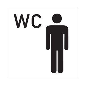 WC-Schild, WC + Piktogramm Herren - 150x150 mm Folie selbstklebend