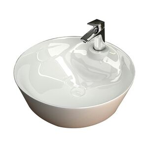 Waschschale Oval weiß I Waschbecken Keramik mit Nanoversieglung  Badezimmer Aufsatz