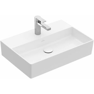 Villeroy & Boch Villeroy&boch - Memento 2.0 Wandwaschbecken, 500 x 420 mm, 1 Hahnloch, ohne Überlauf, geschliffen, 4A225L, Farbe: Ebony, Ceramic Plus - 4A225LS5