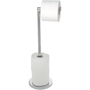 Wenko - 2in1 Stand Toilettenpapierhalter, Edelstahl, platzsparend, für bis zu 4 Ersatzrollen, Silber glänzend, Edelstahl rostfrei glänzend - silber