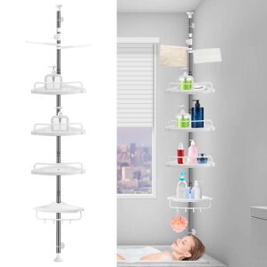 Qianbaidi Dusche, 4 Eck-Organizer, Etagen-Caddy, Dusche, Verstellbare Stangenspannung, Badezimmer-Caddy-Regal, Zuhause, Rostfrei, Höhe 2,4–3 M