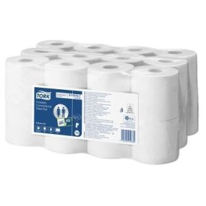 Essity Professional Hygiene Germany GmbH Tork Kleinrollen Toilettenpapier T4 Advanced, 2-lagig, weiß, Hülsenlos & geprägt, 1 Paket = 24 Rollen x 400 Blatt = 9600 Blatt