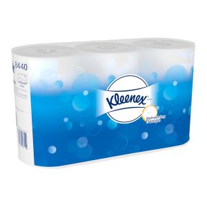 Kimberly Clark Professional KLEENEX® 350 Toilet Tissue Rollen Toilettenpapier, 3-lagig, Weißes Klopapier aus 100% recycelten Fasern, 1 Paket = 6 Packungen x 6 Rollen á 350 Blatt