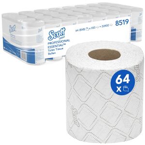 Kimberly Clark Professional SCOTT® Essential™ 350 Toilettenpapier Essential, Toilet Tissue, weiß, 2-lagig, 1 Karton = 8 x 8 = 64 Rollen á 350 Blatt