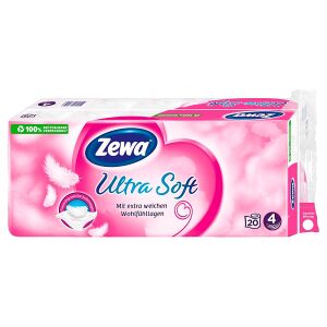 Essity Germany GmbH Zewa Ultra Soft Toilettenpapier, 4-lagig, Toilettentuch für den persönlichen Pflegemoment, 1 Packung = 20 Rollen à 150 Blatt