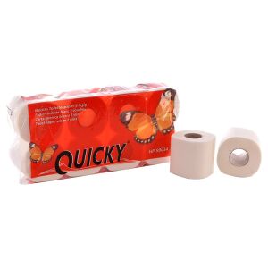 Quicky Toilettenpapier, 3-lagig, Hochweißes Klopapier mit Margeritenprägung, 1 Paket = 6 Packungen x 8 Rollen = 48 Rollen à 250 Blatt