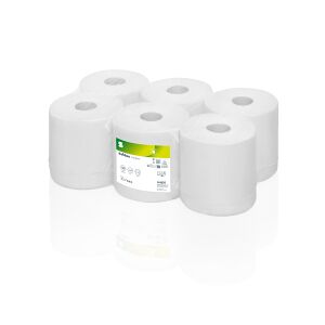 WEPA Professional GmbH Satino Comfort Handtuchrollen, hochweiß, 1-lagig, CF1-kompatibel, Hochweißes Handtuchpapier in 100% Recycling-Qualität, 1 Karton = 6 Rollen à 857 Blatt