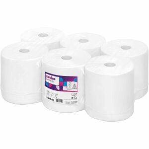 WEPA Professional GmbH Satino Prestige Handtuchrollen, hochweiß, 2-lagig, CF1-kompatibel, Saugfähiges Handtuchpapier aus 100% Zellstoff, 1 Packung = 6 Rollen à 600 Blatt