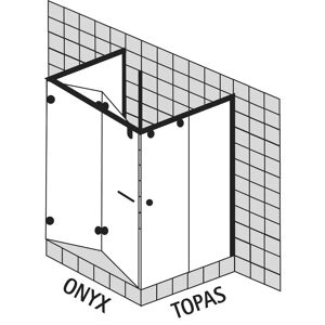 Sprinz Onyx / Topas Kombination als U-Kabine, 100 x 100 x 200 cm